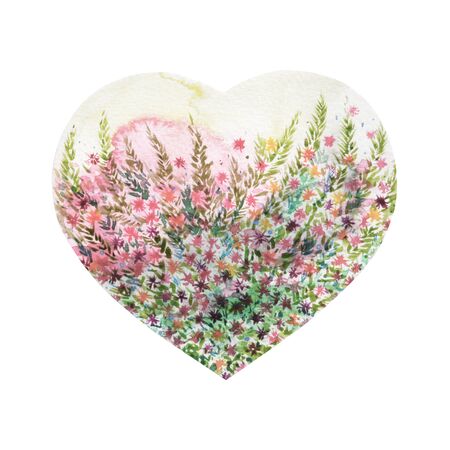 heart shape love tree for wedding, valentines day, watercolor painting design illustrationの写真素材