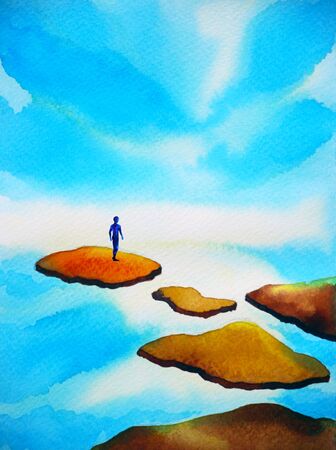 human walking art abstract mind spiritual watercolor painting illustration design hand drawingの写真素材