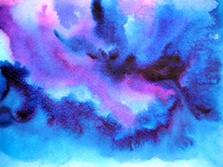 abstract art universe watercolor painting illustration design background hand drawnの写真素材