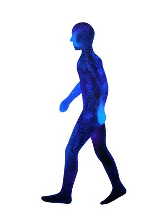 human walking pose, abstract body watercolor painting hand drawing illustration designの写真素材