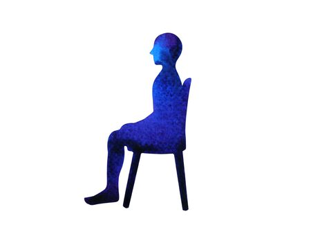 human sitting on chair side pose, abstract body watercolor painting hand drawing illustration designの写真素材