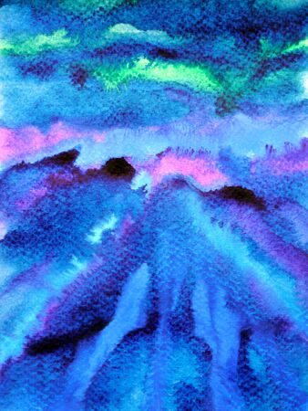 abstract art universe watercolor painting illustration design background hand drawnの写真素材