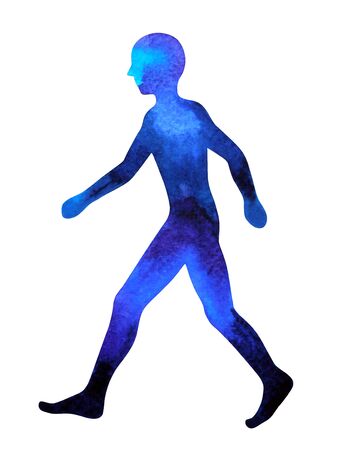 human walking pose, abstract body watercolor painting hand drawingの写真素材