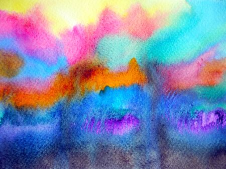abstract color colorful artistic sky background watercolor painting illustration design hand drawnの写真素材