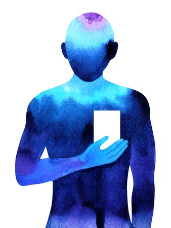 abstract human hand up holding heart door watercolor painting illustration design hand drawnの写真素材