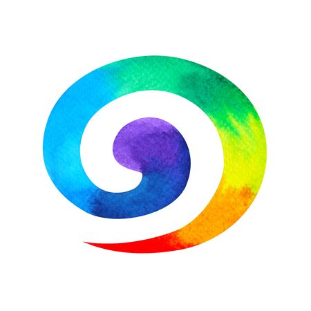 7 color of chakra symbol spiral concept, watercolor painting hand drawn icon  illustration design signの写真素材