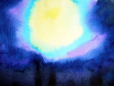 abstract art sun sunny shine universe watercolor painting illustration design background hand drawnの写真素材