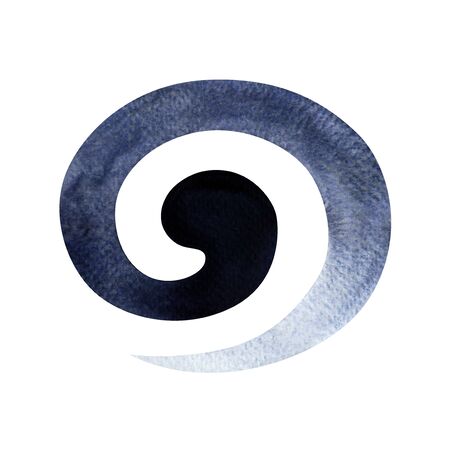 black white color of symbol spiral circle concept, watercolor painting hand drawn icon  illustration design signの写真素材