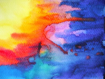 abstract art power sun sunny universe watercolor painting illustration design background hand drawnの写真素材
