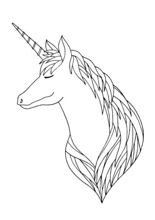 unicorn hand drawing sketck doodle fantasy illustration designのイラスト素材