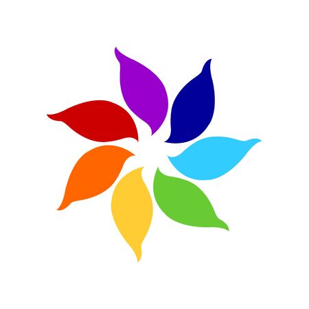 7 chakra color icon symbol logo sign, flower floral, vector design illustration concept drawingのイラスト素材