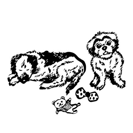 playing dog vector illustration design hand drawingのイラスト素材