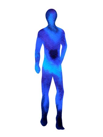 human walking pose, abstract body watercolor painting hand drawing illustration designの写真素材