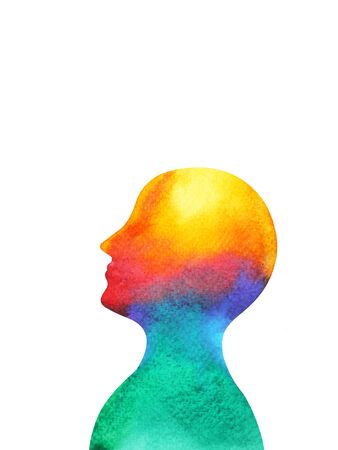 human head mind spirit brain energy  power abstract art watercolor painting illustration design hand drawnの写真素材