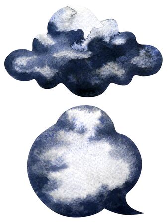 black cloud rain watercolor painting hand drawing illustration designの写真素材