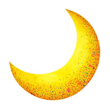 yellow moon watercolor painting hand drawing illustration designの写真素材