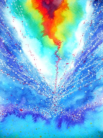 abstract art universe watercolor painting illustration design background hand drawnの写真素材