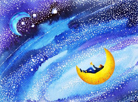 human and spirit powerful energy connect to the universe power abstract art watercolor painting illustration design hand drawnの写真素材