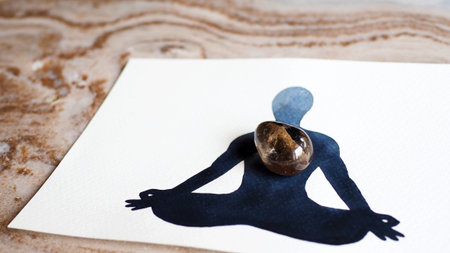 chakra human lotus pose yoga abstract mind mental smoky quartz stone power watercolor painting...