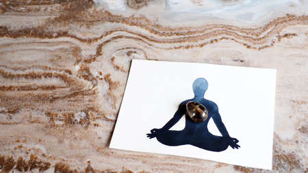 chakra human lotus pose yoga abstract mind mental smoky quartz stone power watercolor painting illustration design hand drawing selected focusの写真素材