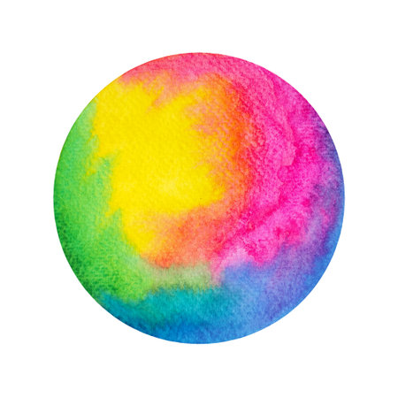 color colorful rainbow circle icon logo symbol sign abbstract mind mental health spiritual soul holistic healing chakra energy art therapy watercolor painting illustration designの写真素材