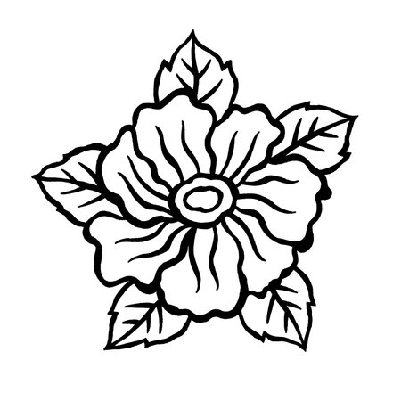 flower floral art hand drawing sketch doodle spiritual abstract lotus icon logo sign symbol nature illustration design black and whiteの写真素材
