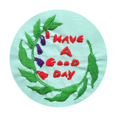 have a good day quote word love heart flower mind spiritual craft healing mental embroidery mandala handmade leisure hobby sewing illustration design art pattern frame floral template natureの写真素材