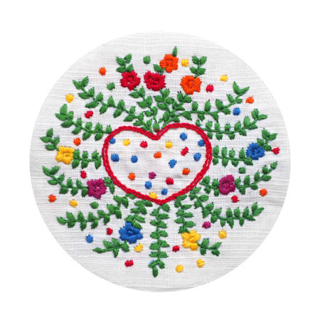 love heart flower mind spiritual craft healing mental embroidery mandala handmade leisure hobby sewing illustration design art pattern frame floral template natureの写真素材