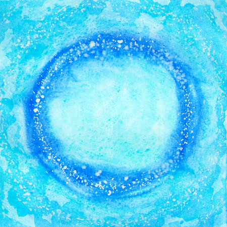 abstract blue white color background universe mind spiritual holistic healing imagine inspiring ring circle watercolor painting art illustration design patternの写真素材
