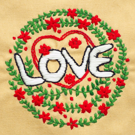 love heart flower mind spiritual craft healing mental embroidery mandala handmade leisure hobby sewing illustration design art pattern frame floral template natureの写真素材