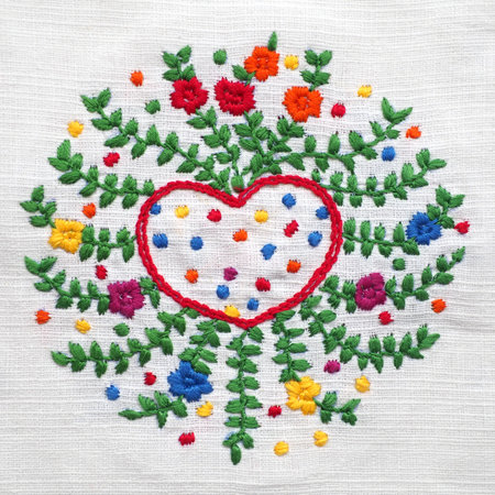 love heart flower mind spiritual craft healing mental embroidery mandala handmade leisure hobby sewing illustration design art pattern frame floral template natureの写真素材