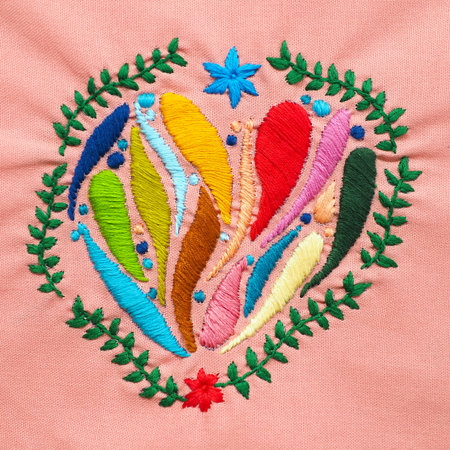 love heart flower mind spiritual craft healing mental embroidery mandala handmade leisure hobby sewing illustration design art pattern frame floral templateの写真素材