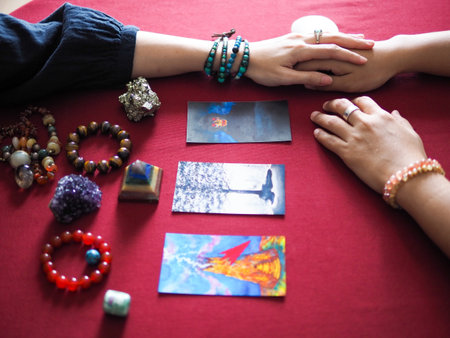 tarot card magic reading fortune the tower the death esoteric teller witchcraft astrology divination gypsy card forecaster abstract symbol watercolor painting illustration art design selective focusの写真素材