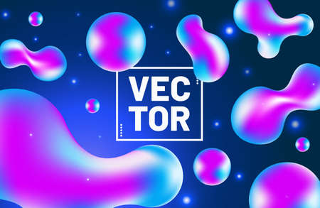 Colorful gradient liquid shape on dark background. Trendy fluid design template for landing page, poster, coverのイラスト素材