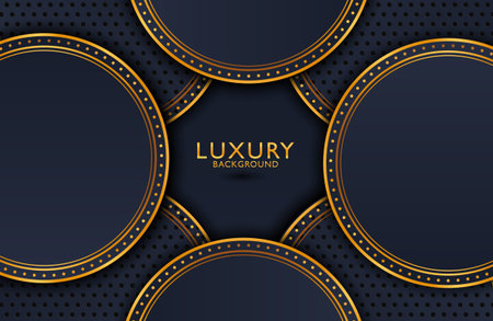 Luxury elegant background with shiny gold element isolated on black. Dark background template, Wedding invitation, Luxury cover designのイラスト素材