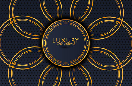 Luxury elegant background with shiny gold element isolated on black. Dark background template, Wedding invitation, Luxury cover designのイラスト素材