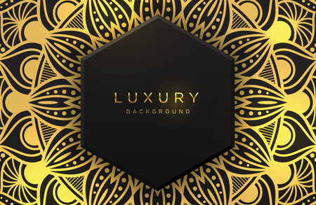 Luxury background with shimmering gold islamic arabesque ornament on dark surface