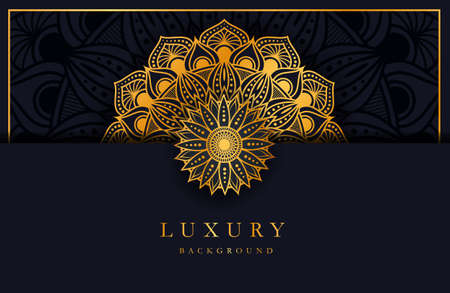 Luxury background with gold islamic arabesque ornament on dark surfaceのイラスト素材