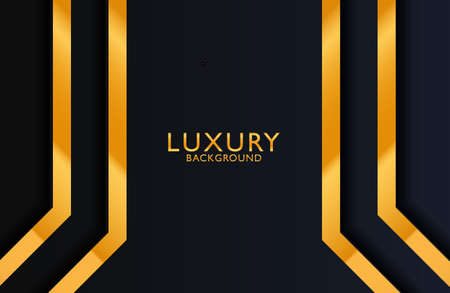 Luxury elegant background with gold lines composition on dark black surfaceのイラスト素材