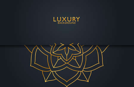 Abstract dark gold mandala luxury background. Vector template for invitation, cover, background. Elegant decorationのイラスト素材