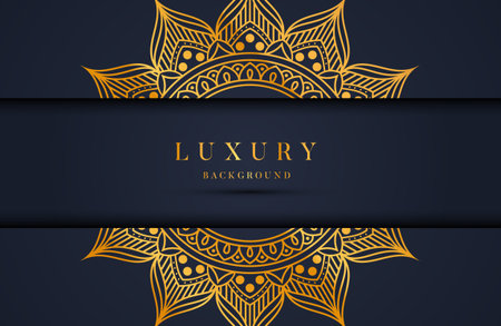 Luxury background with gold islamic arabesque ornament on dark surface. Template for wedding invitation, card, coverのイラスト素材