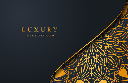 Luxury gold mandala ornate background for wedding invitation, book cover. Arabesque islamic backgroundのイラスト素材