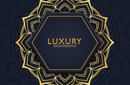 Luxury gold mandala ornate background for wedding invitation, book cover. Arabesque islamic backgroundのイラスト素材