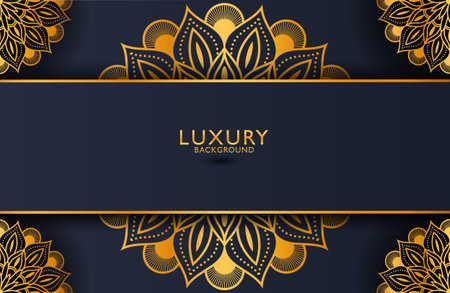 Luxury gold mandala ornate background for wedding invitation, book cover. Arabesque islamic backgroundのイラスト素材