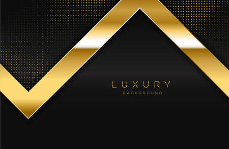 Abstract geometric 3d background with realistic gold effect. Vector geometric illustration of golden shape with golden halftone dots. Graphic design element. Luxury decorationのイラスト素材
