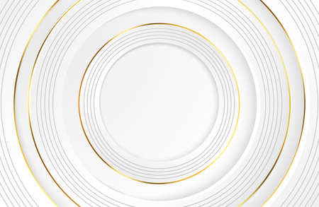 Modern minimal and clean white paper cut background with realistic circle shape Elegant silver designのイラスト素材