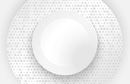 Modern minimal and clean white paper cut background with realistic circle shape Elegant silver designのイラスト素材