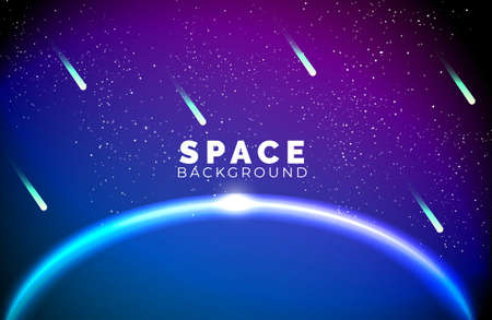 Space background with abstract shape and planets with gradient colorのイラスト素材