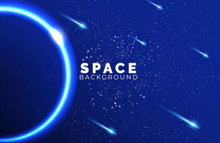 Space background with abstract shape and planets with gradient colorのイラスト素材