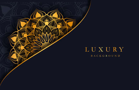 Luxury background with gold islamic arabesque ornament on dark surfaceのイラスト素材